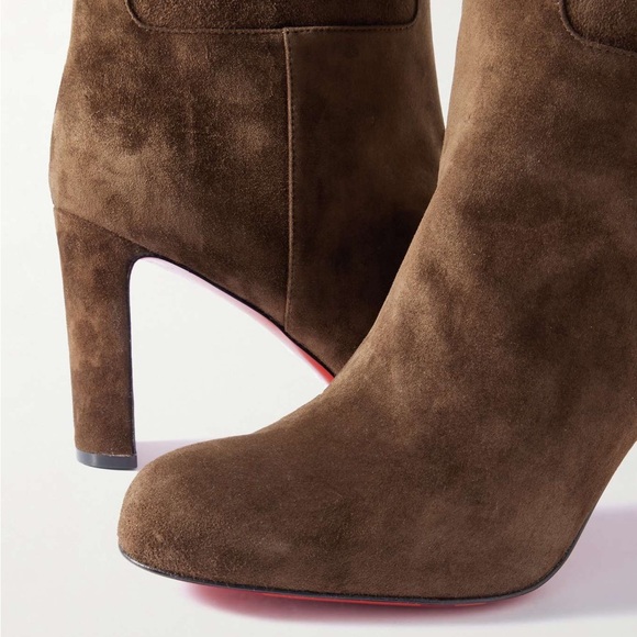 NWOB Christian Louboutin Loo Botta 85 Suede Knee High Boots in Chocolate Brown - Picture 4 of 13